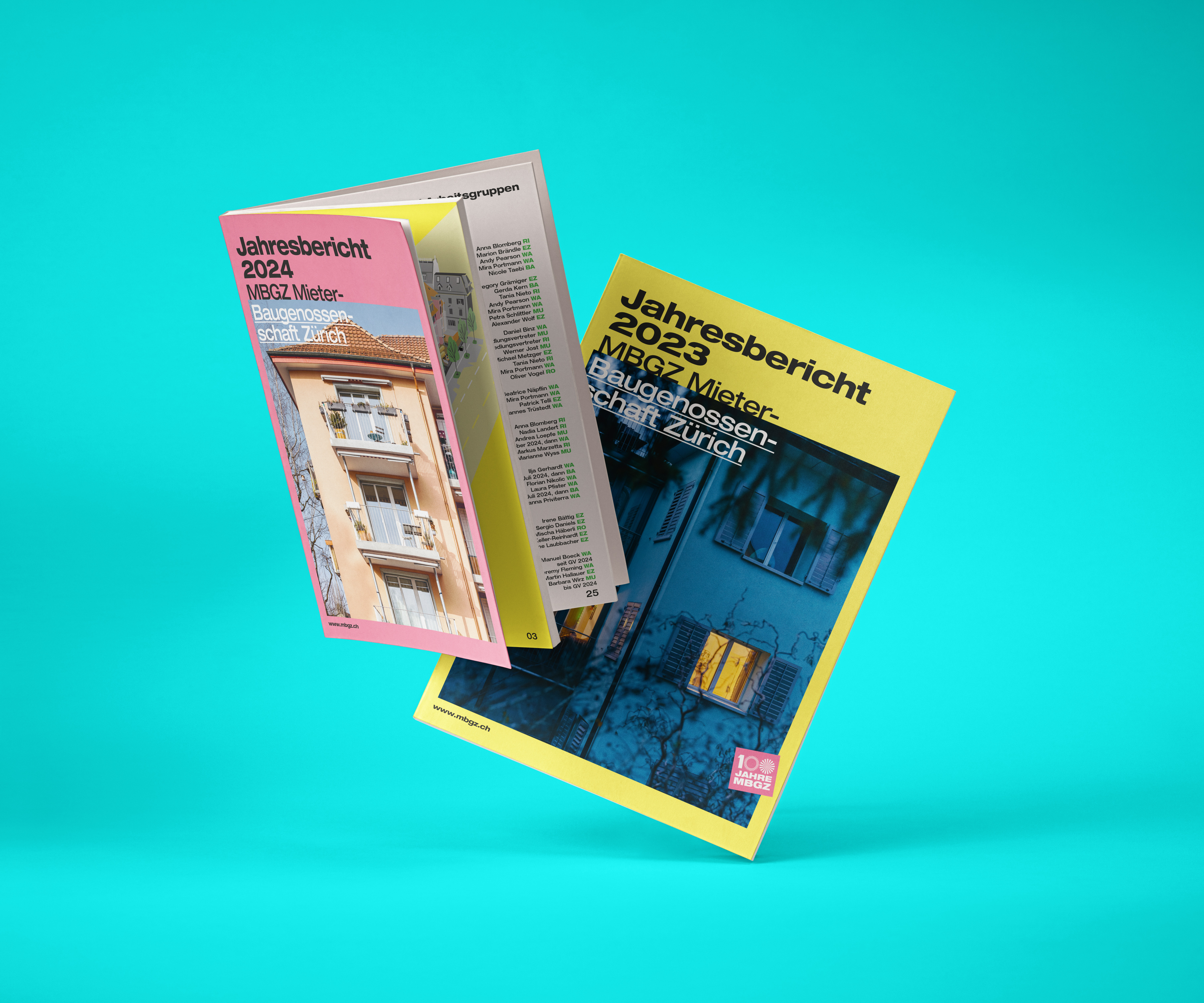 Jahresberichte 2023 und 2024 der MBGZ Mieter-Baugenossenschaft Zürich.