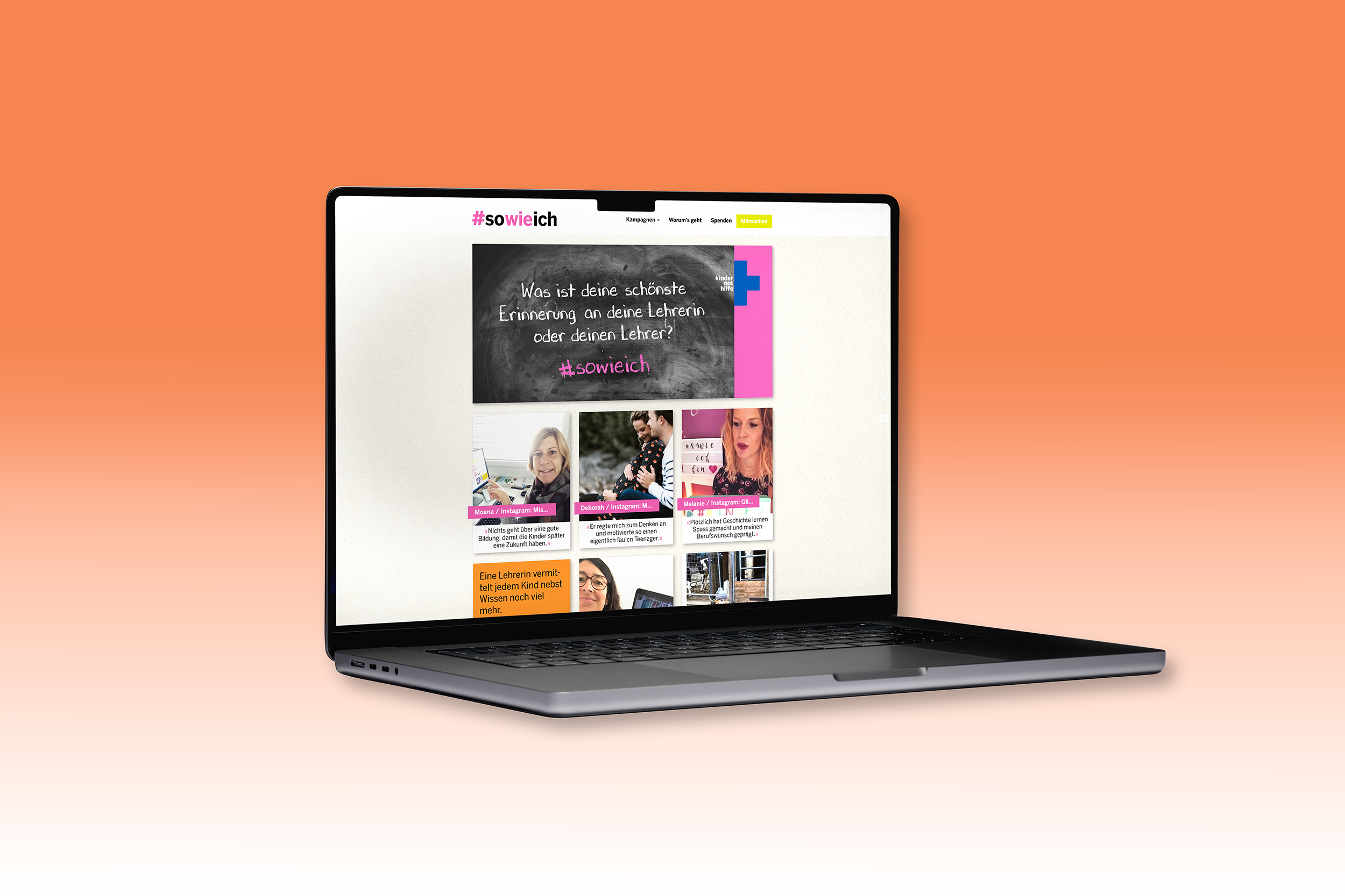 Website der Kampagne #sowieich über Erinnerungen an Lehrpersonen
