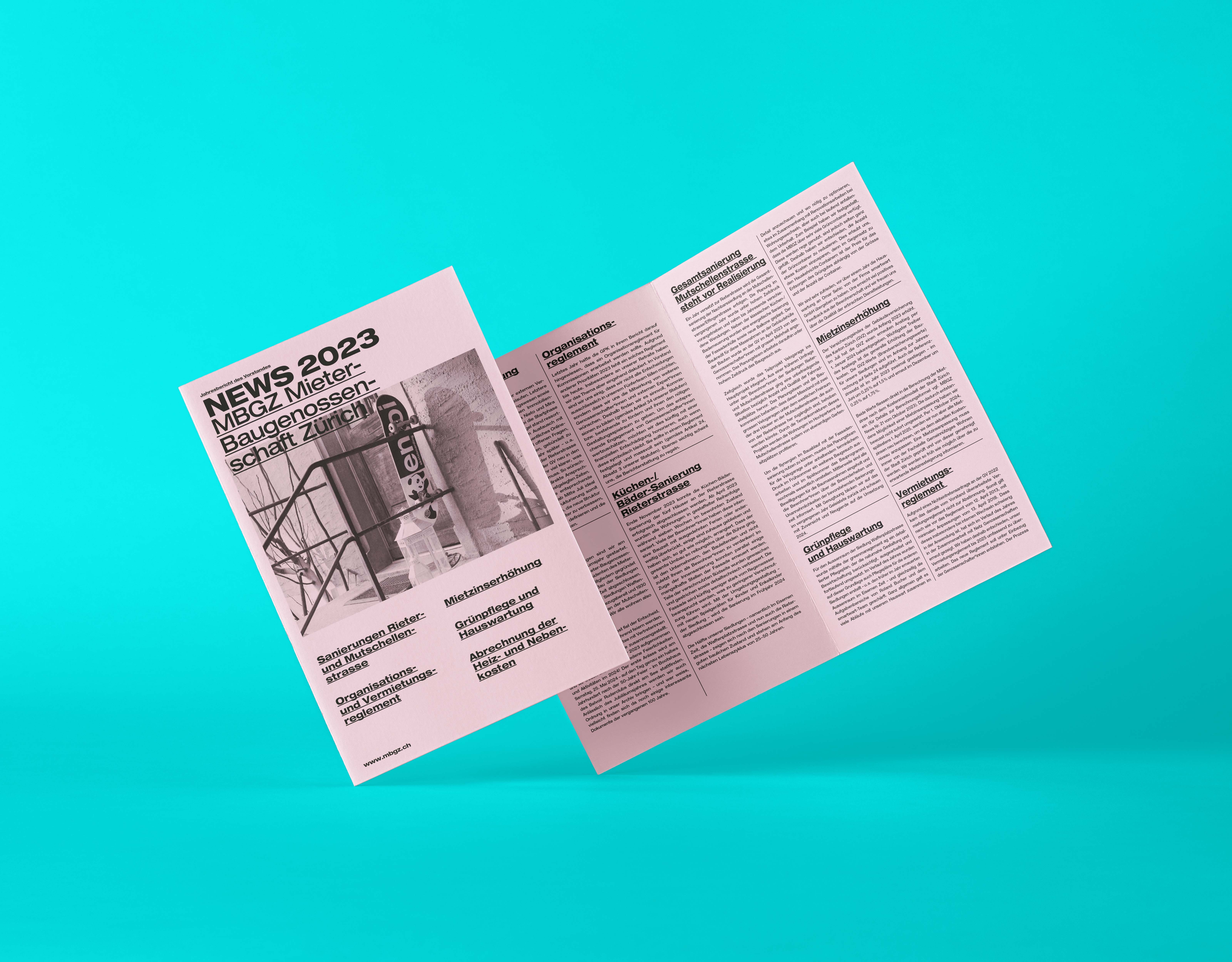 MBGZ Newsbroschüre 2023 der Mieter-Baugenossenschaft Zürich.