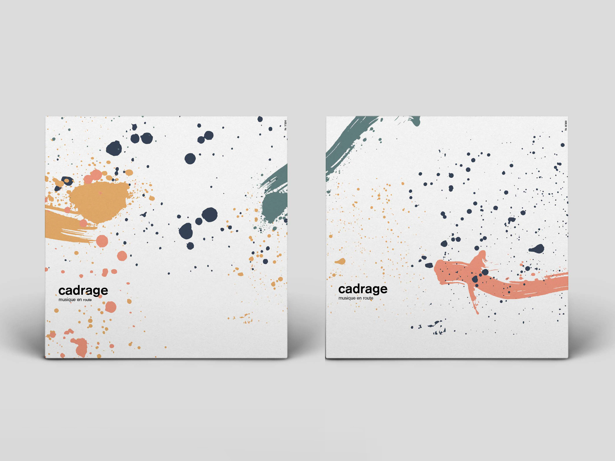 Plakate mit abstrakten Farbspritzern für "Cadrage".
