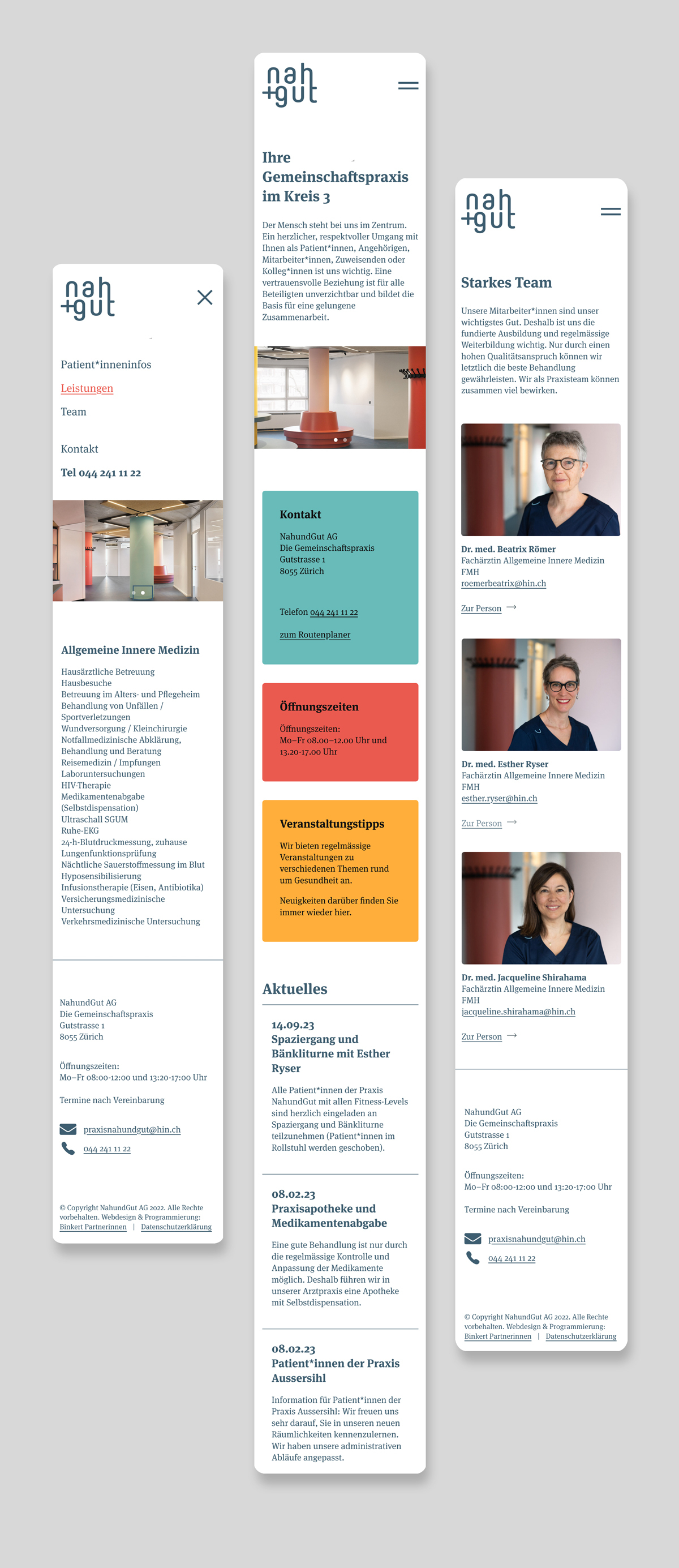 Responsive Website der Praxis Nah und Gut in mobiler Ansicht