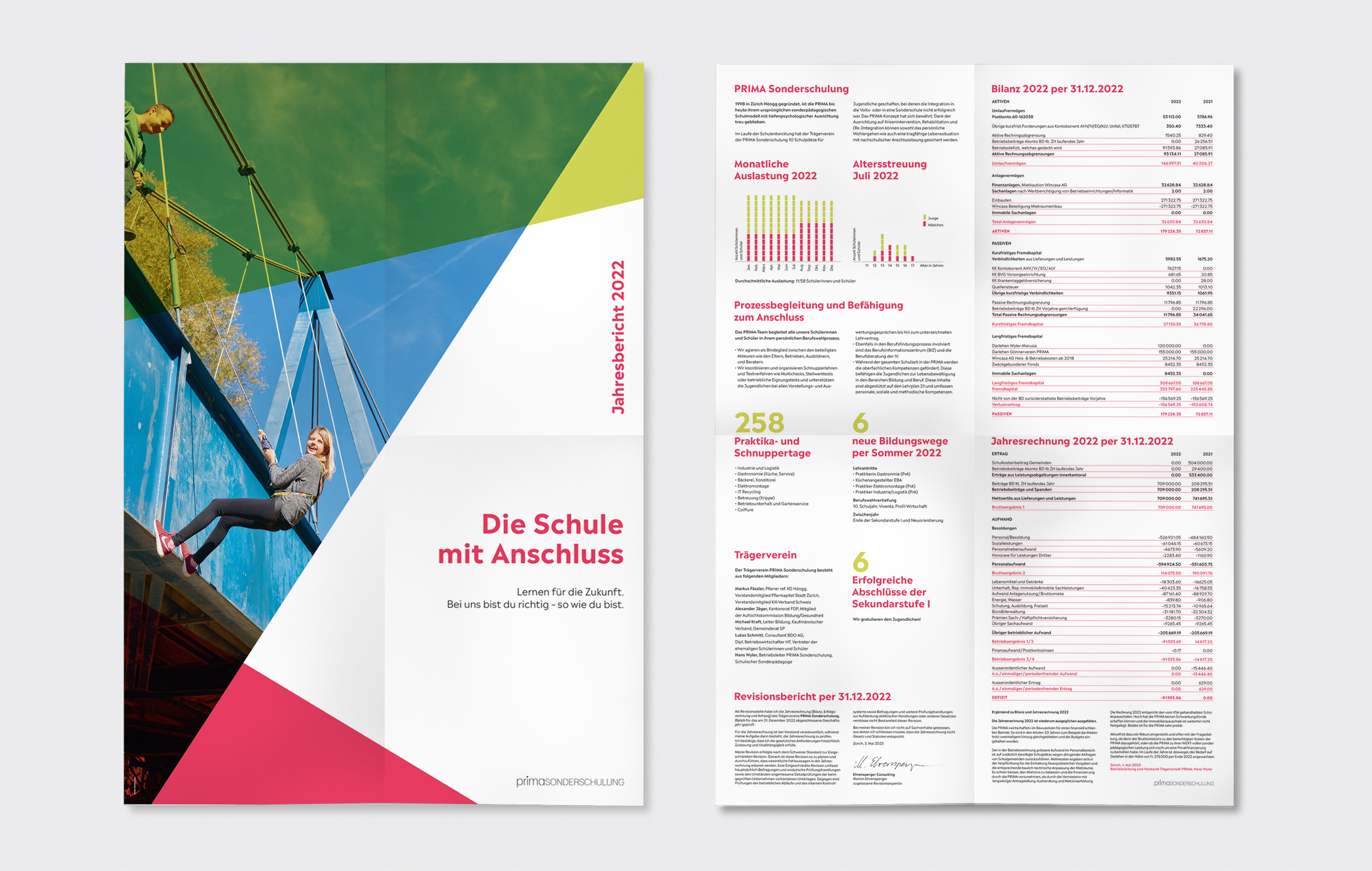 Prima Schule Jahresbericht Mock Up