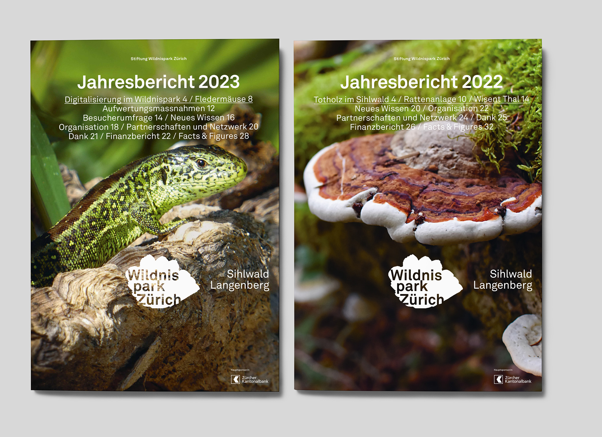 Titelbild der Jahresberichte 2023 und 2022 des Wildnispark Zürich.