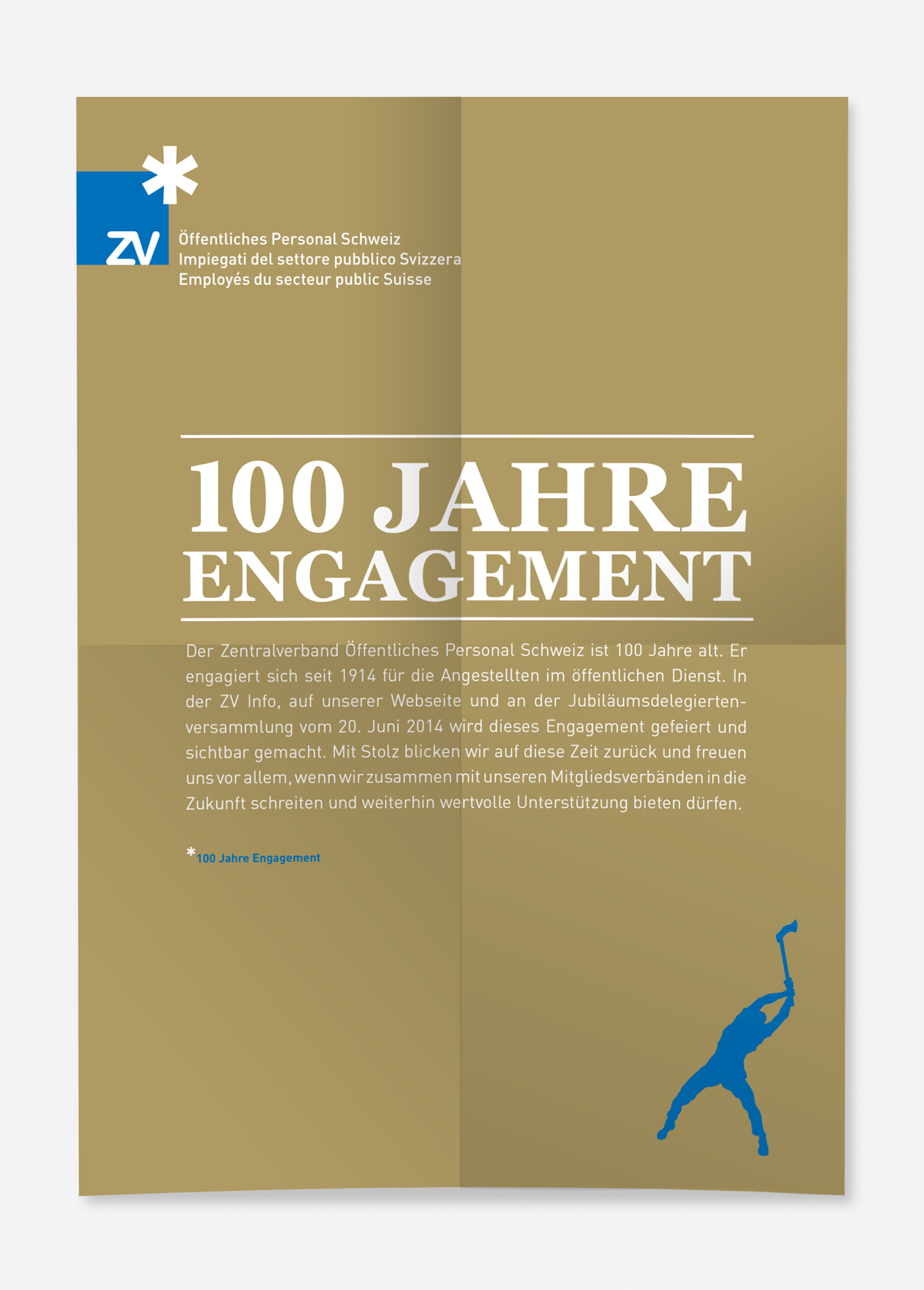 Plakat "100 Jahre Engagement" des Zentralverbands Öffentliches Personal Schweiz.