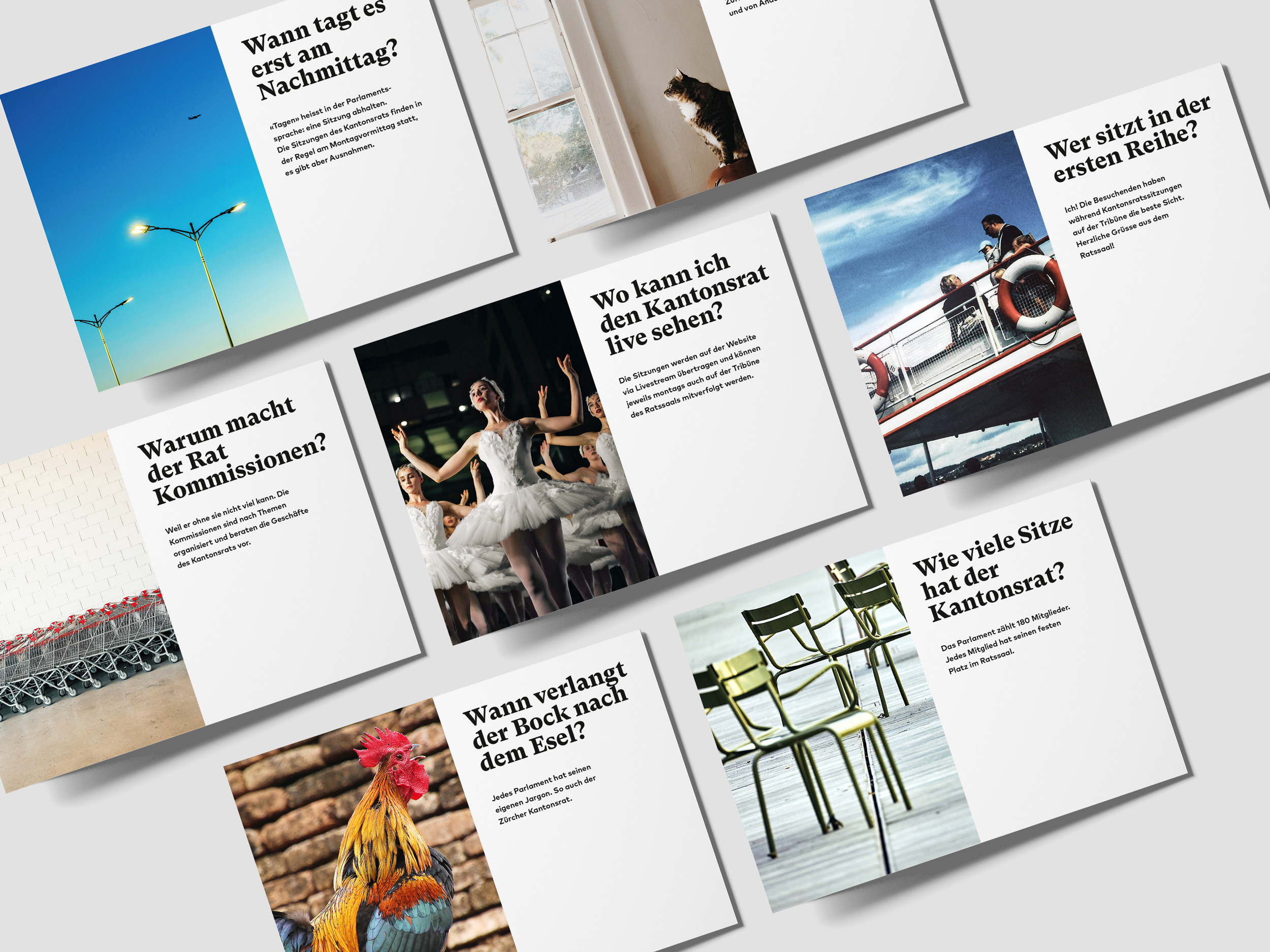 Kantonsrat Zürich – Postkarten mit häufig gestellten Fragen zum Rat